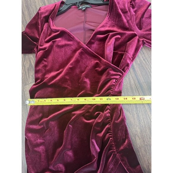 I.N.C. International Concepts Women's Velvet Wrap Mini Dress Red Burgundy P M - Picture 11 of 12